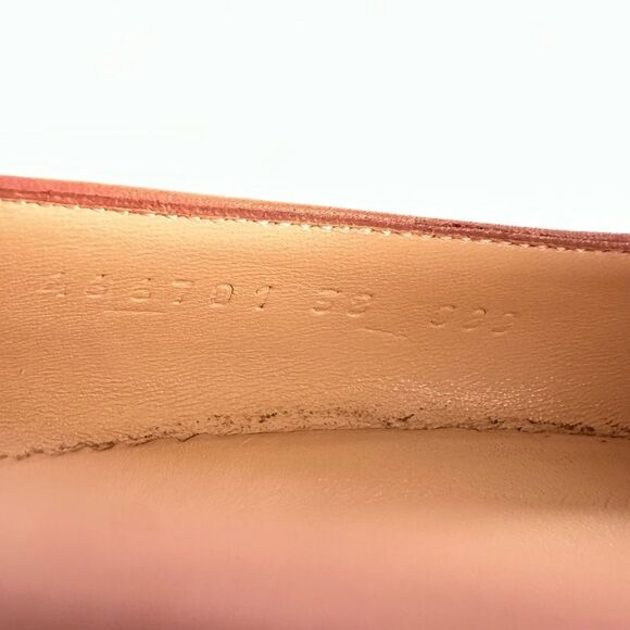 GUCCI Blush Pink Kira Horsebit Square Toe Pump 38 US 8 Leather Block Mid Heel - Picture 9 of 12